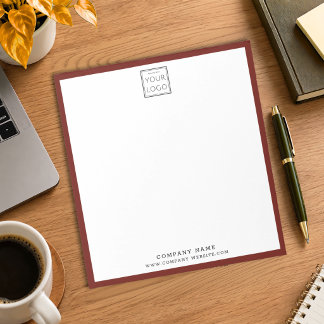 Custom Business Logo Company Name Maroon Border Notepad