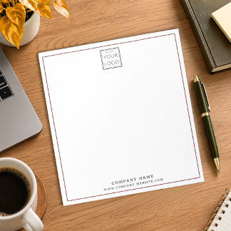 Custom Business Logo Company Name Maroon Line Notepad