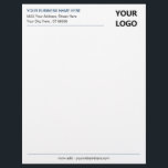 Custom Business Logo Company Office Letterhead<br><div class="desc">Your Colour and Font - Simple Personalized Black White Business Office Letterhead with Your Logo - Add Your Logo - Image / Business Name - Company / Address - Contact Information - Resize and move or remove and add elements / image and text with customization tool. Choose your text /...</div>