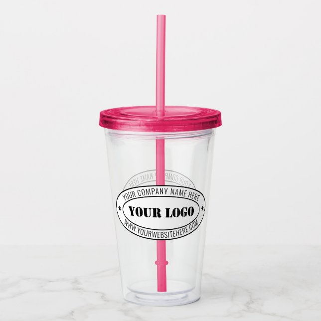 Custom Business Logo Company Stamp Personalized  Acrylic Tumbler (Front)