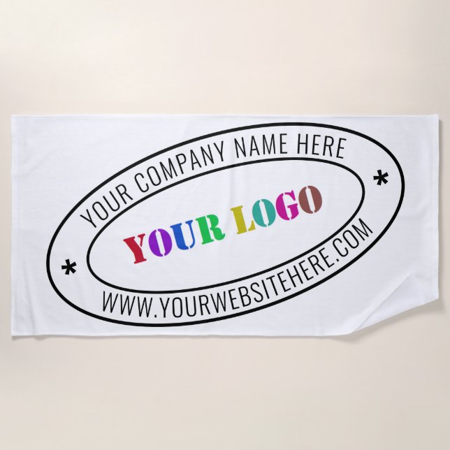 Custom Business Logo Company Stamp - Personalized  Beach Towel (Front)