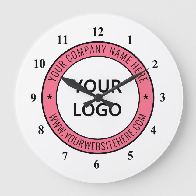 Custom Business Logo Company Stamp Personalized - Large Clock (Front)