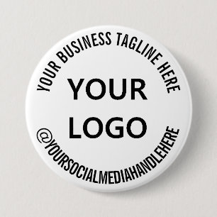 Custom Business Logo Company Tagline Social Media 3 Inch Round Button
