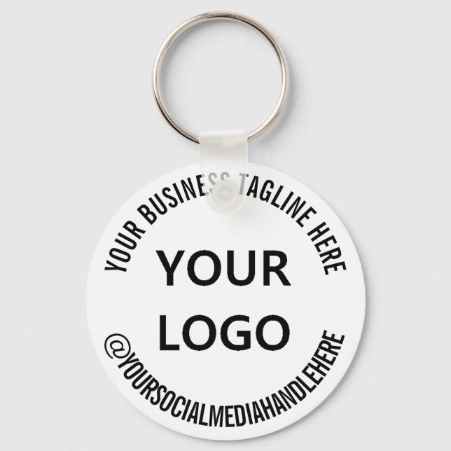 Custom Business Logo Company Tagline Social Media Keychain (Front)