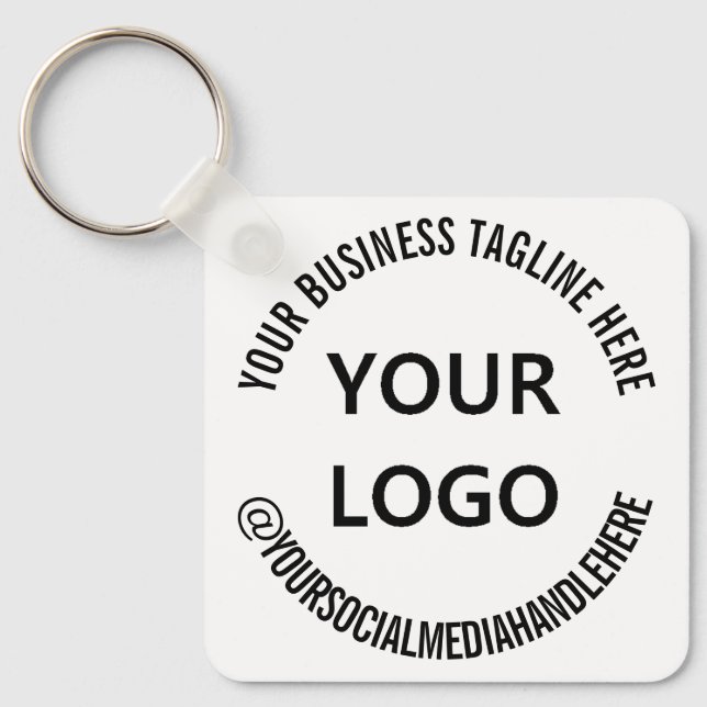 Custom Business Logo Company Tagline Social Media  Keychain (Front)