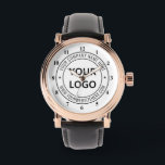 Custom Business Logo Company Watch Personalized<br><div class="desc">Custom Colours and Fonts Personalized Watches with Your Company Logo and Text Professional Design Business Promotional Watch Gift - Add Your Logo - Image or QR Code - Photo / and Name - Company / Website or other Information / text - Resize and move or remove and add elements /...</div>