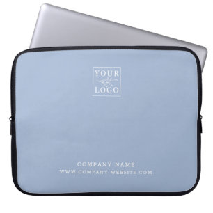Custom Business Logo Company Website Dusty Blue Laptop Sleeve