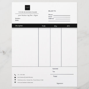 Custom Business Logo Contractor Invoice Letterhead
