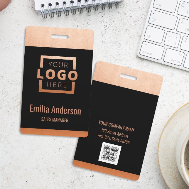 Custom Business Logo Copper Basic Barcode Employee Badge (Creator Uploaded)