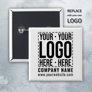 Custom Business Logo Corporate Company Modern Cool 2 Inch Square Button