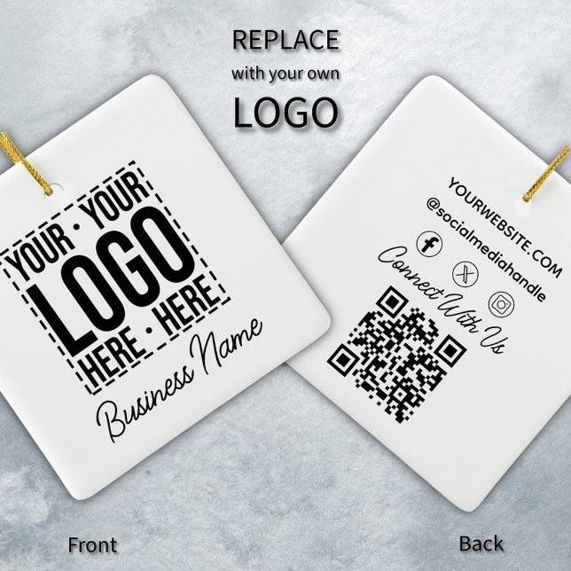 Custom Business Logo Corporate Company Modern Cool Ceramic Ornament (Creator Uploaded)