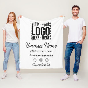 Custom Business Logo Corporate Company Modern Cool Fleece Blanket