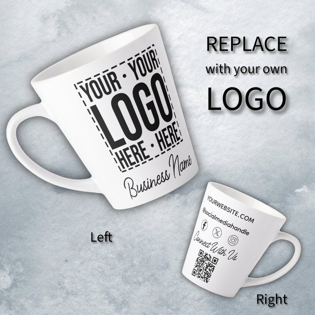 Custom Business Logo Corporate Company Modern Cool Latte Mug (Creator Uploaded)