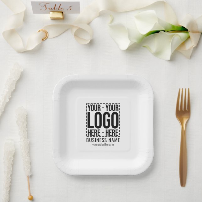 Custom Business Logo Corporate Company Modern Cool Paper Plate (Wedding)