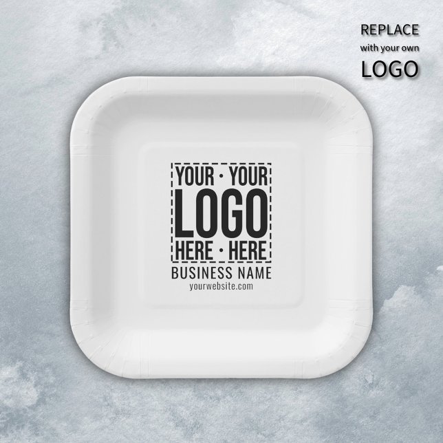 Custom Business Logo Corporate Company Modern Cool Paper Plate (Creator Uploaded)