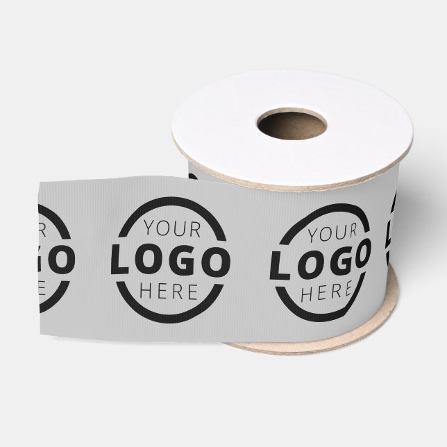 Custom Business Logo Corporate Promo Gift Grey Grosgrain Ribbon (Spool)