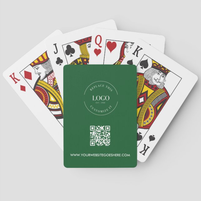 Custom Business LOGO Corporate QR CODE Green  Playing Cards (Back)