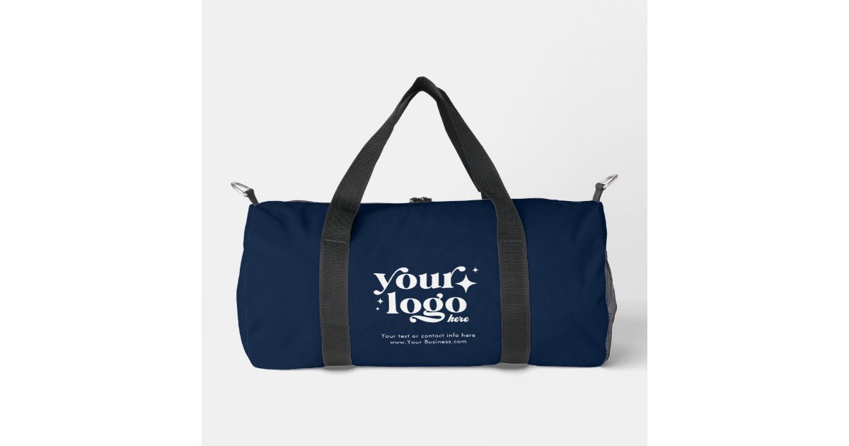 Custom Business Logo Cute Stylish Cool Blue Duffle Bag Zazzle