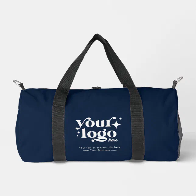 Custom Business Logo Cute Stylish Cool Blue Duffle Bag Zazzle