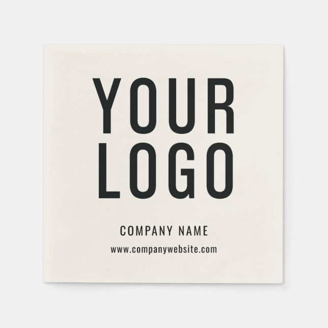 Custom Business Logo Ecru Minimalist Promotional Napkin (Front)