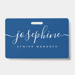 Custom business logo Elegant script name blue Badge