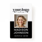 Custom Business Logo Employee Photo Black ID Badge