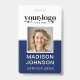Custom Business Logo Employee Photo Blue ID Badge