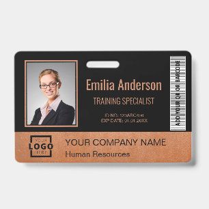 Custom Business Logo Employee Photo Copper Badge