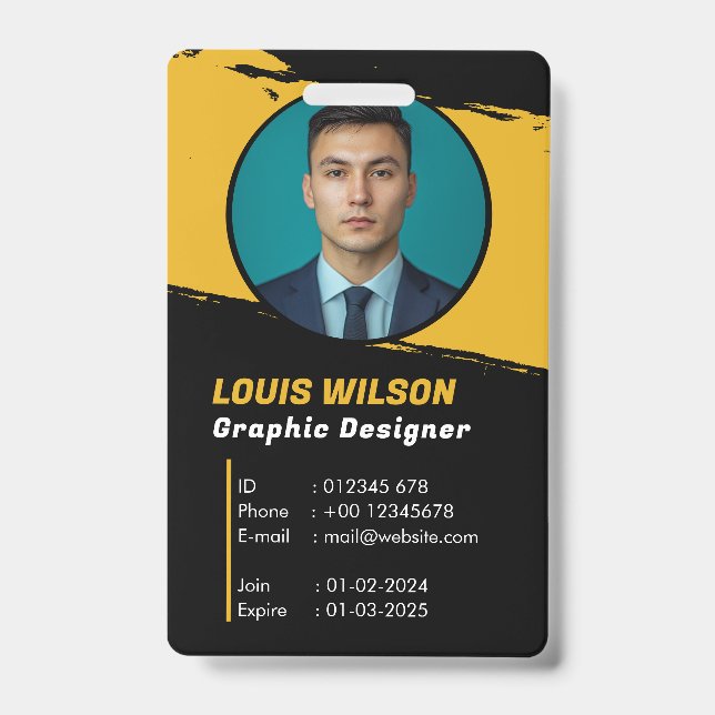 Custom Business Logo Employee Photo ID Badge (Front)