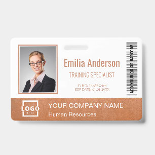 Custom Business Logo Employee Photo Rose Gold Badge
