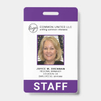 Custom Business Logo Employee Purple Photo ID