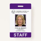 Custom Business Logo Employee Purple Photo ID