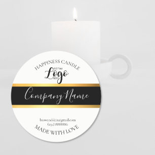 Custom Business Logo Gold Black Border Packaging Classic Round Sticker