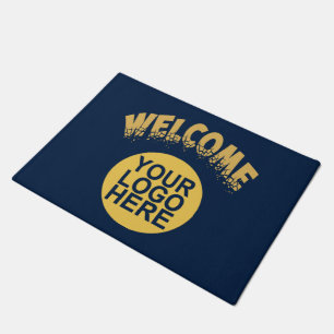 Custom Business Logo Gold/Black Welcome Doormat
