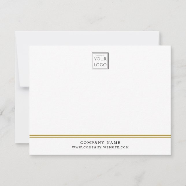 Custom Business Logo Gold Line Company Name Note  Card (Front)
