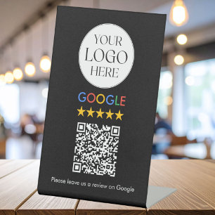 Custom Business Logo Google Review QR Code Pedestal Sign