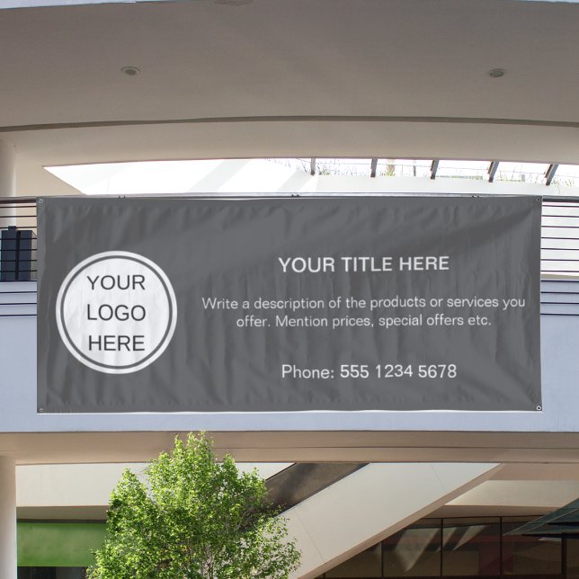 Custom Business Logo Gray Promotional Advertising  Banner (Creator Uploaded)