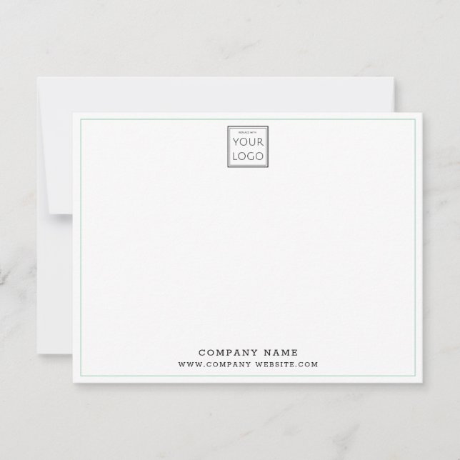 Custom Business Logo Green Border Company Name  Card (Front)