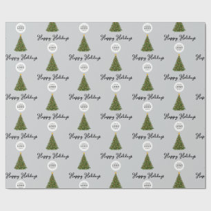Custom Business Logo Happy Holidays Wrapping Paper