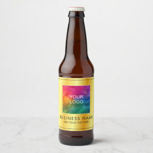 Custom Business Logo Here Modern Faux Gold Beer Bottle Label