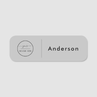  Custom Business Logo ID | Modern  Gray Employee   Name Tag