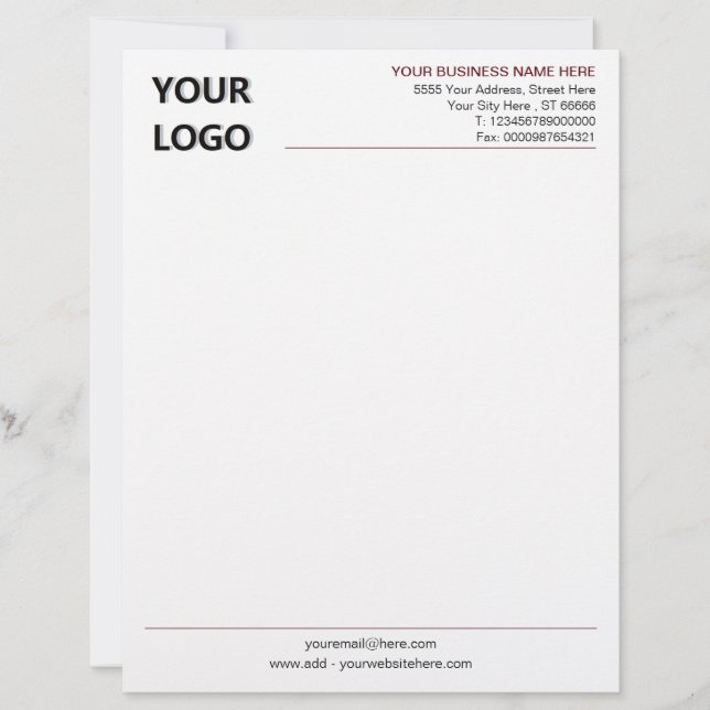 Custom Business Logo Info Office Colours Letterhea Letterhead (Front)