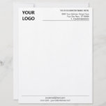 Custom Business Logo Info Personalized Letterhead<br><div class="desc">CCustom Font and Colours - Simple Personalized Business Letterhead with Logo - Add Your Logo - Image or QR Code - Photo / Business Name - Company / Address - Contact Information / more - Resize and move or remove and add elements / image with Customization tool - Choose font...</div>