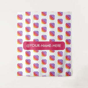 custom business logo instagram backdrop simple tapestry