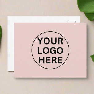 Custom Business Logo l Blush Pink Thank You Note Postcard