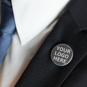 Custom Business Logo l Grey Cooperate Branding   1 Inch Round Button