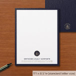 Custom Business Logo Letterhead with Navy Frame<br><div class="desc">Make a lasting impression with our Custom Business Logo Letterhead featuring a refined navy blue frame and a blue and gold seal in the lower thirds that can be used as is or replaced with your company's branding. The back features the rich navy textured print with a small logo in...</div>