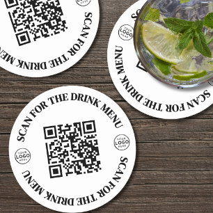 Custom Business Logo Menu QR Code Round Paper Coaster