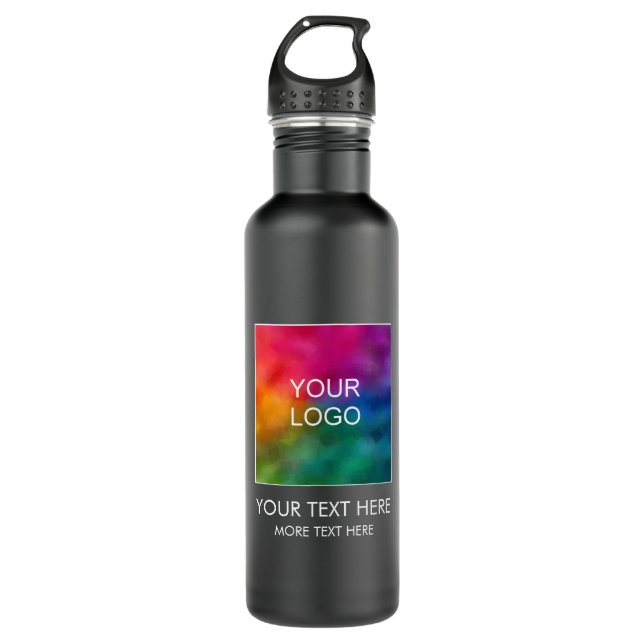 Custom Business Logo Minimalist Template Black 710 Ml Water Bottle (Front)