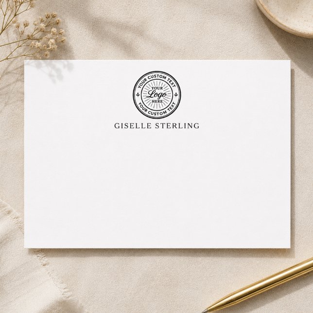 Custom Business Logo Minimalist White Note Card (Creator Uploaded)